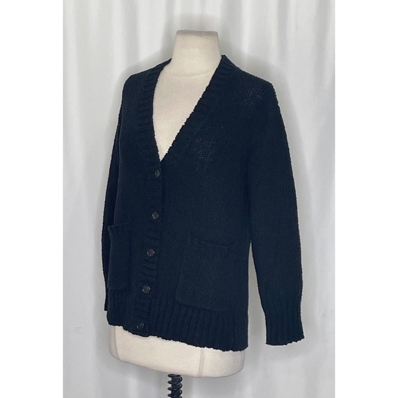 NWT!! J. CREW Marina V-Neck Cardigan Sweater Pockets Solid Black Preppy X-Small - Picture 7 of 15